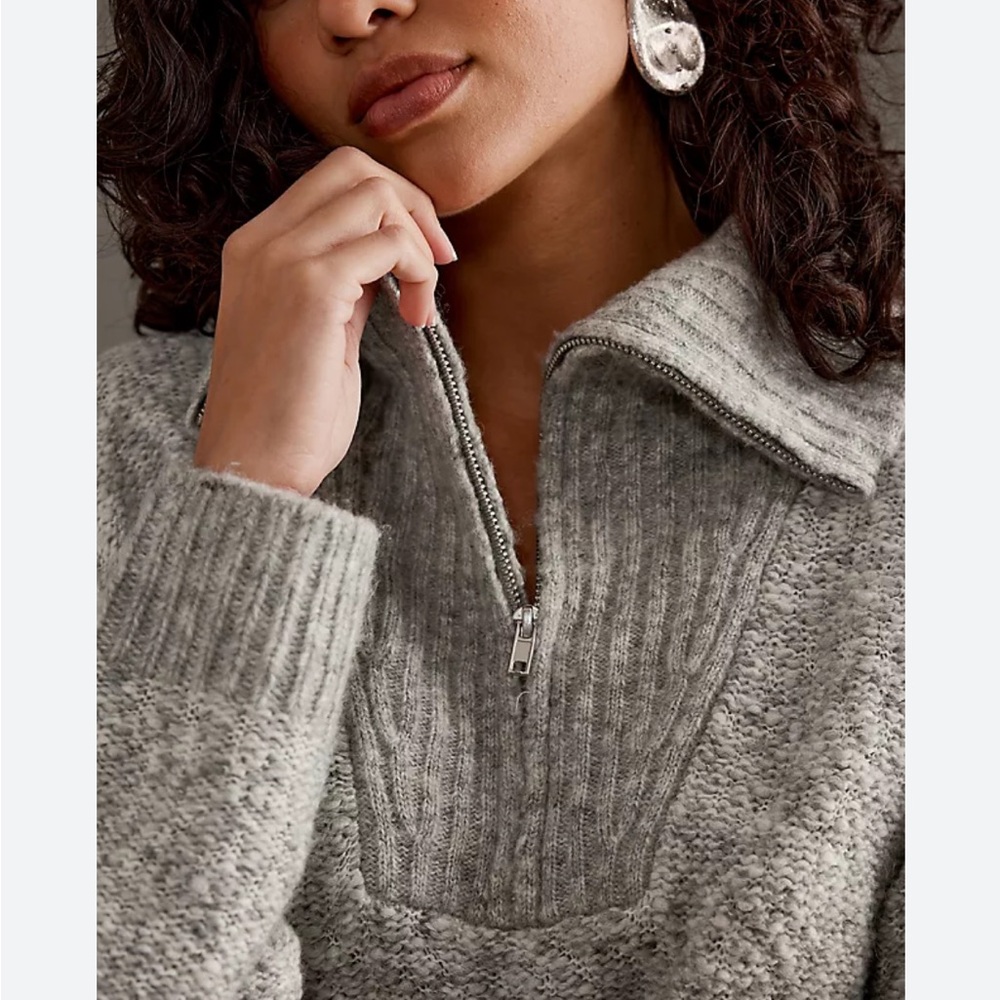 Anthropologie Heather Gray Half-Zip Sweater dress